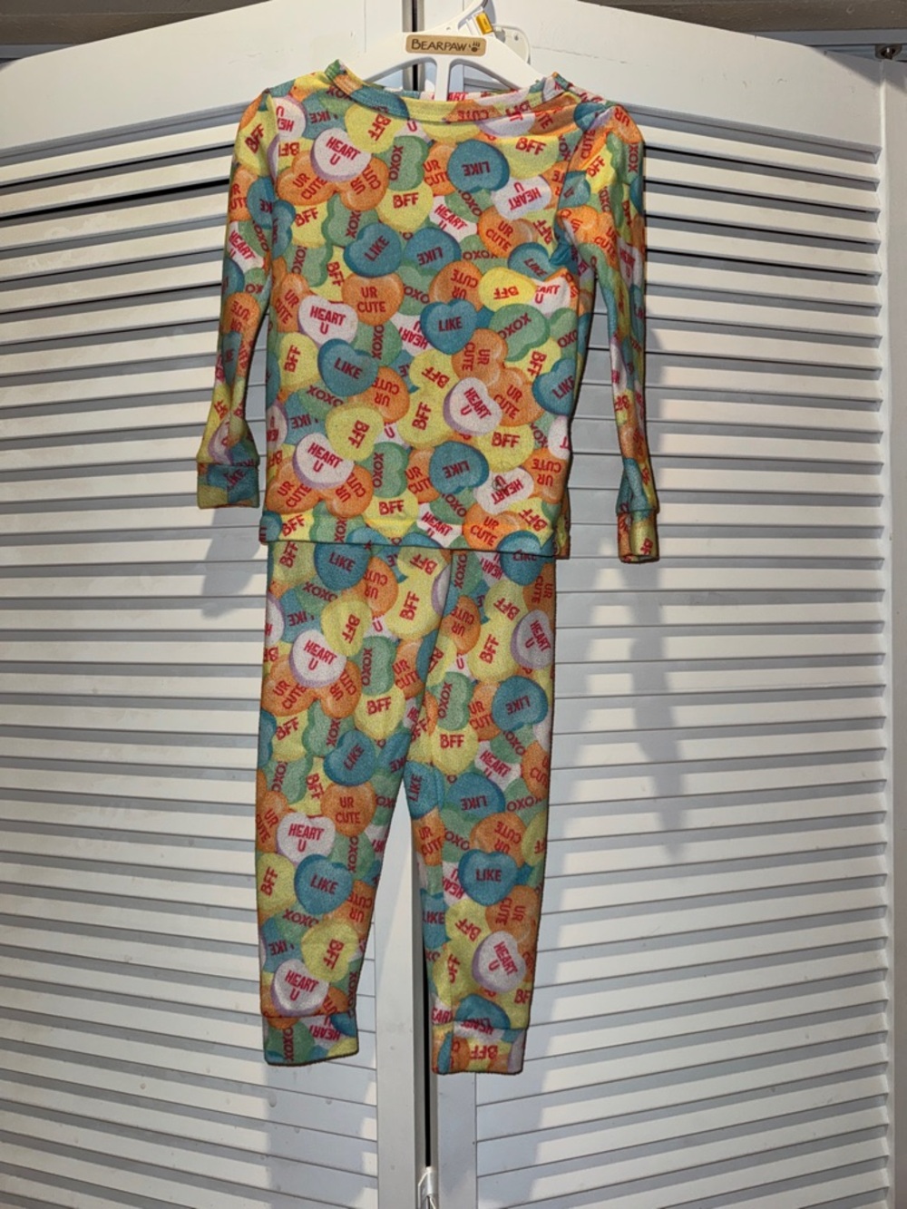 Kids Candy Heart Print Pajama Set - Yellow/Green/Blue